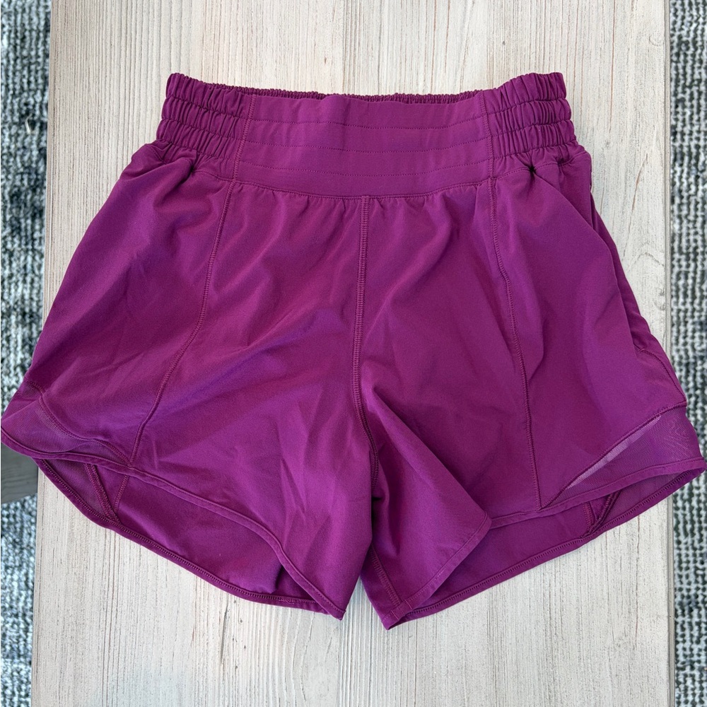 lululemon athletica Plum High Rise Hotty Hot 4” Lined Short